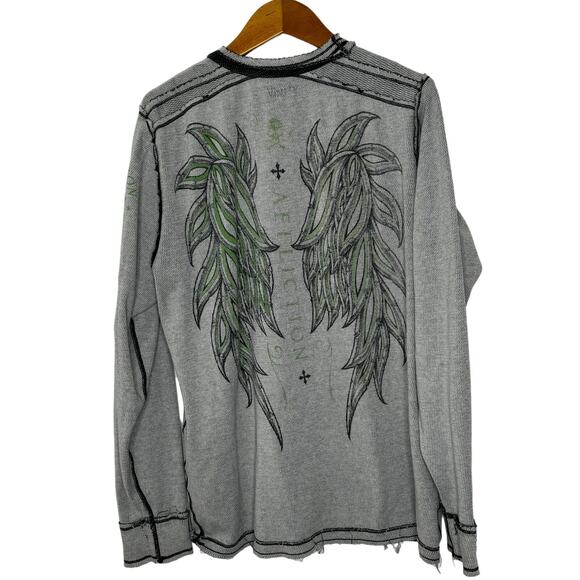 Affliction raw hem reversible shirt Mens 2XL Gray - Picture 4 of 14